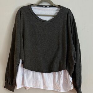 Lulu's Charcoal and White Layered Sweatshirt